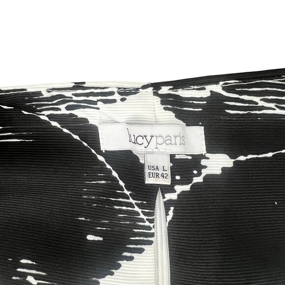 Lucy Paris Black White Flowers Floral Brocade Crop Top Mini Skirt Set size M - Picture 4 of 9
